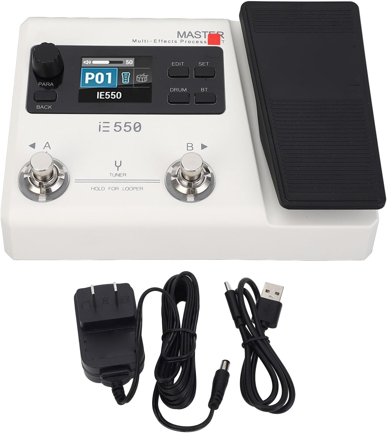 Electric Guitar Effects Processor Pedal with 8 Modules and 100 Drum Rhythms App Power for Digital Sound Interface (US Plug)