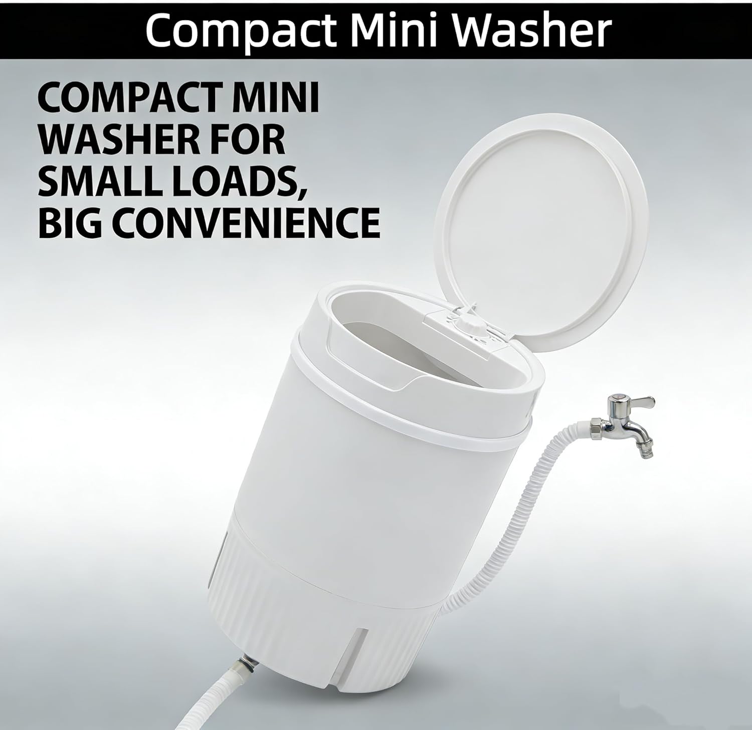 Compact Mini Washer- Portable Semi-automatic Small Washer Machine Single Tub Laundry Washer for Apartments, Dorms,Traveling, RV, IPX4 (White)