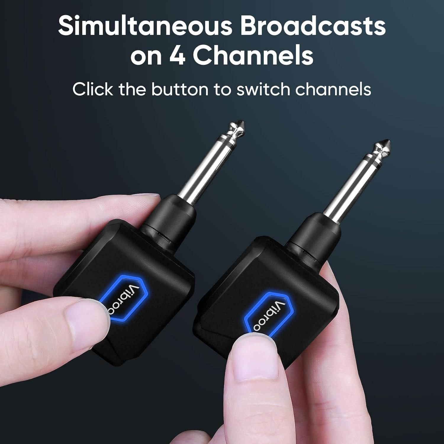 5.8Ghz Wireless Guitar System, Charging Case Included, Wireless Transmitter and Receiver with 4 Channels for Guitars Bass and Other Electric Instruments