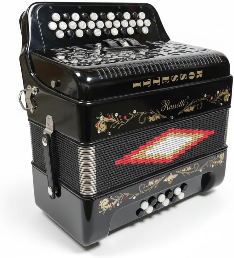 Rossetti 3412 34 Button 12 Bass 3 Switch Accordion in Black GCF
