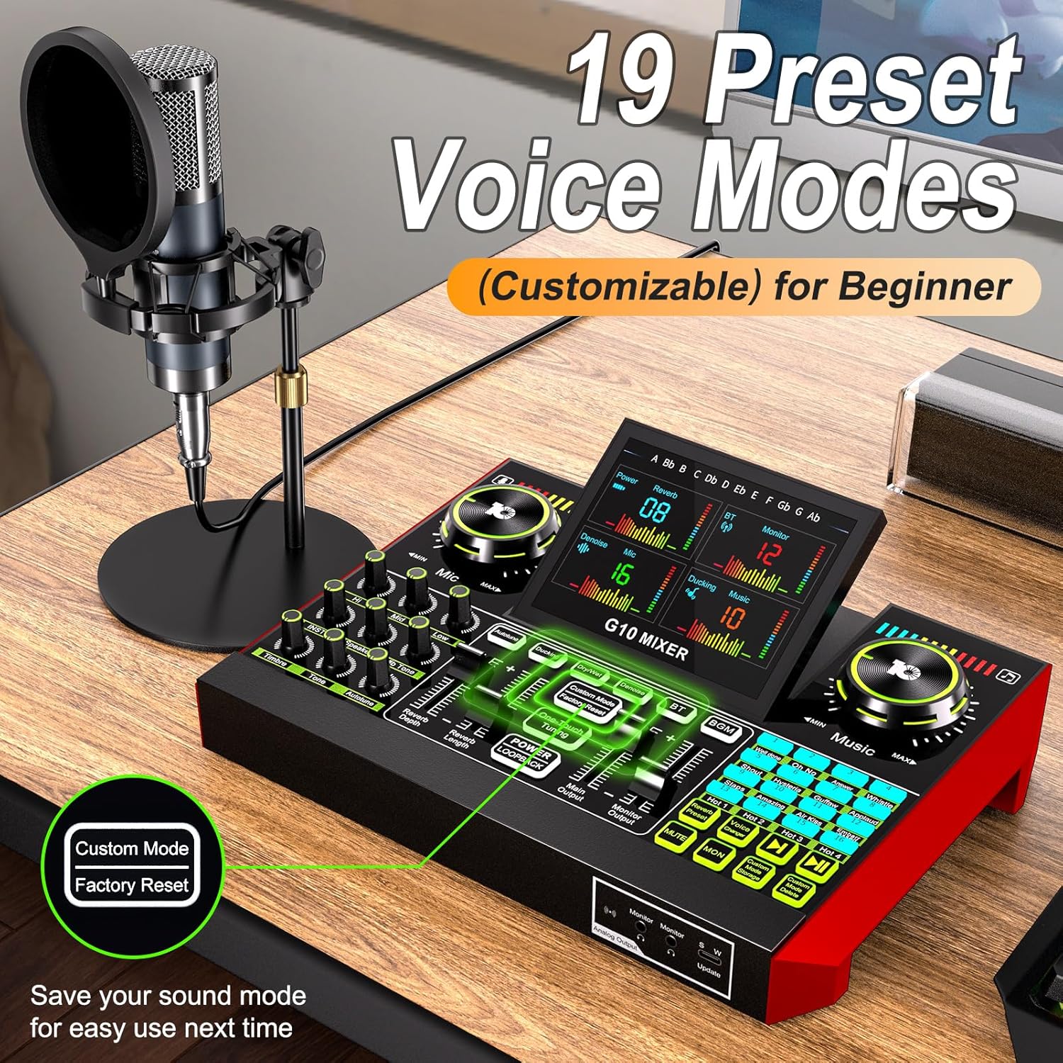 Podcast Equipment Bundle with Live Sound Card Audio Mixer, 3.5mm Condenser Microphone for PC/Phone Streaming and Singing, Podcast Microphone Bundle with Voice Changer sound board