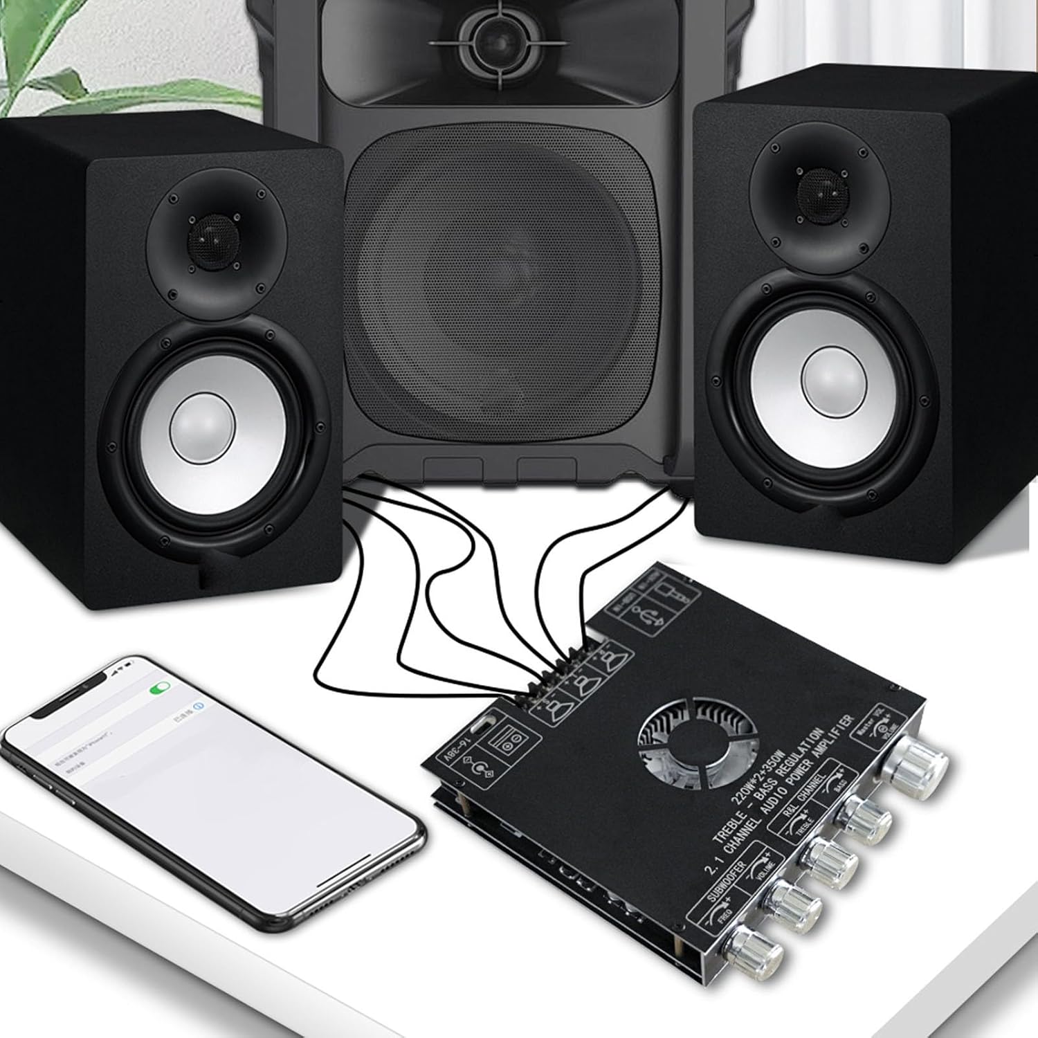 Bluetooth Amplifier Board, Power Amplifier Module 2.1 Channel BT5.1 AUX U Disk USB Sound Card Inputs TPA3255 Amplifier Board