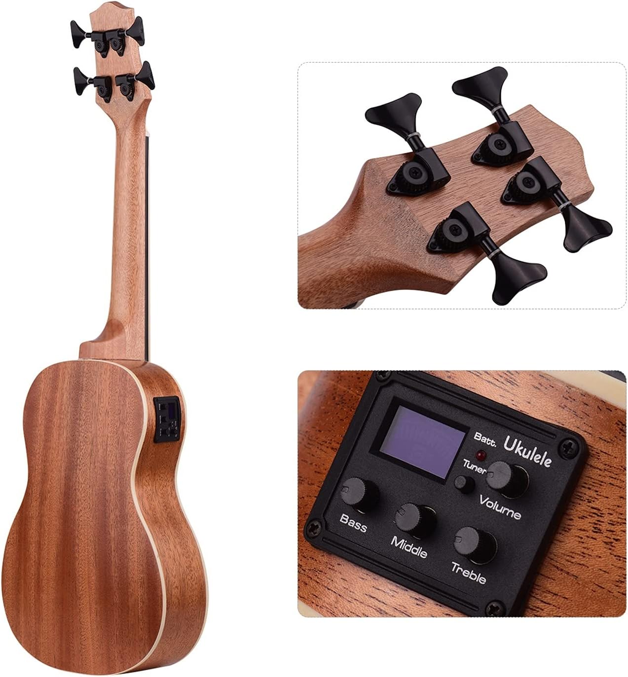 30 Inch Electric Bass Ukulele Sabilli Plywood Body Fingerboard Rubber Strings Children Ukulele