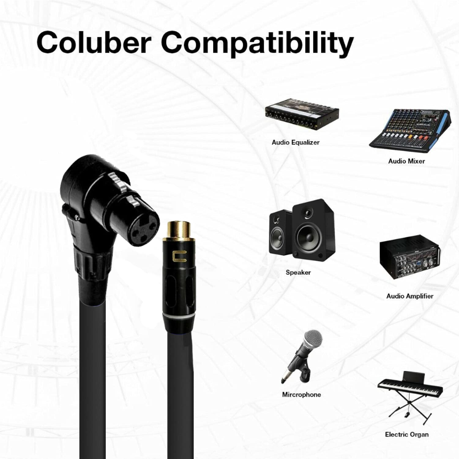 COLUBER CABLE Right Angle XLR Female to RCA Female - 200 Feet - Blue - Pro 3-Pin Microphone Connector for Powered Speakers, Audio Interface or Mixer for Live Performance & Recording