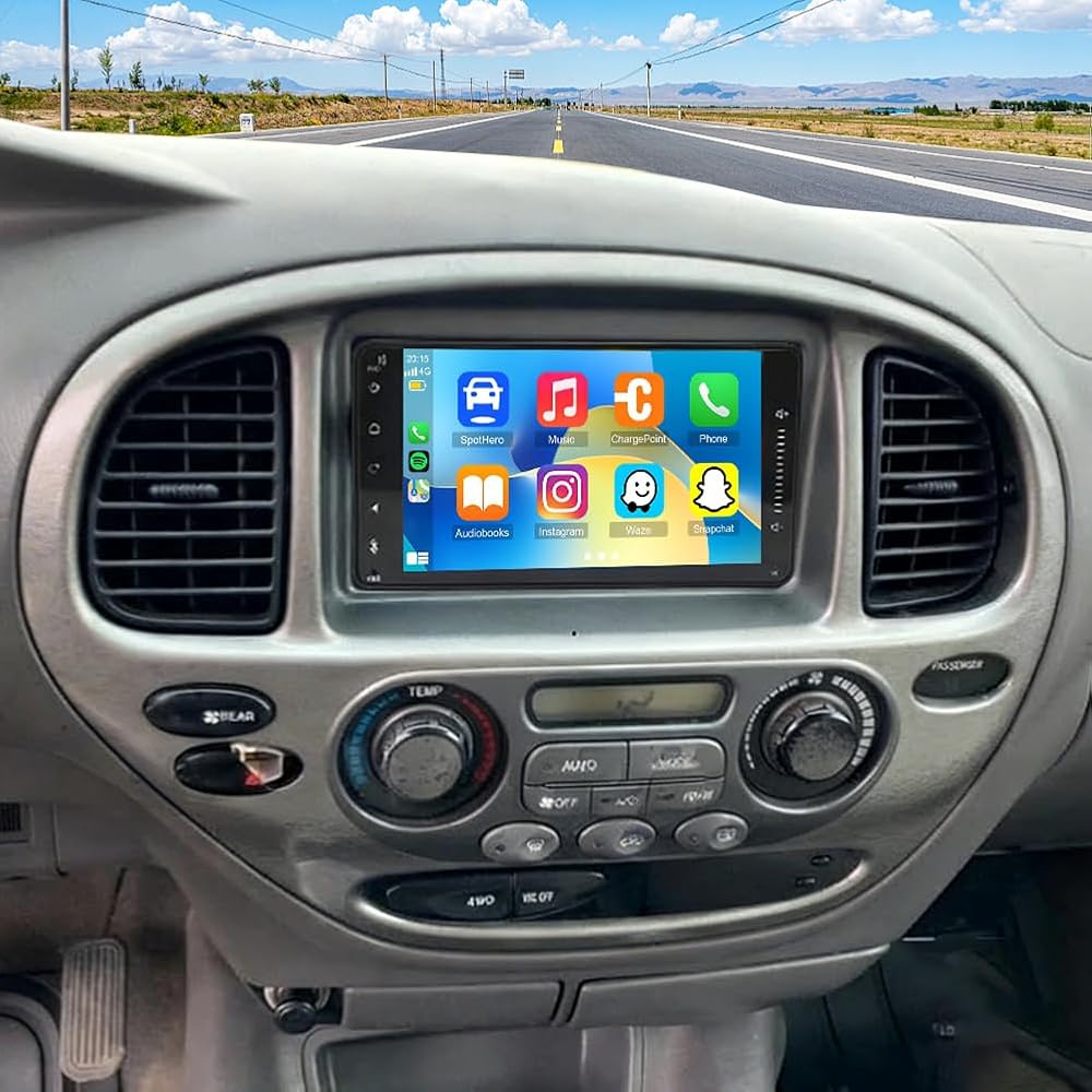 2G+64G Car Radio Upgrade for Toyota Sequoia 2002 with Wireless CarPlay and Android Auto, 7 Inch Touchscreen Android 13 Double Din Car Stereo w/Bluetooth GPS WiFi FM RDS SWC Camera