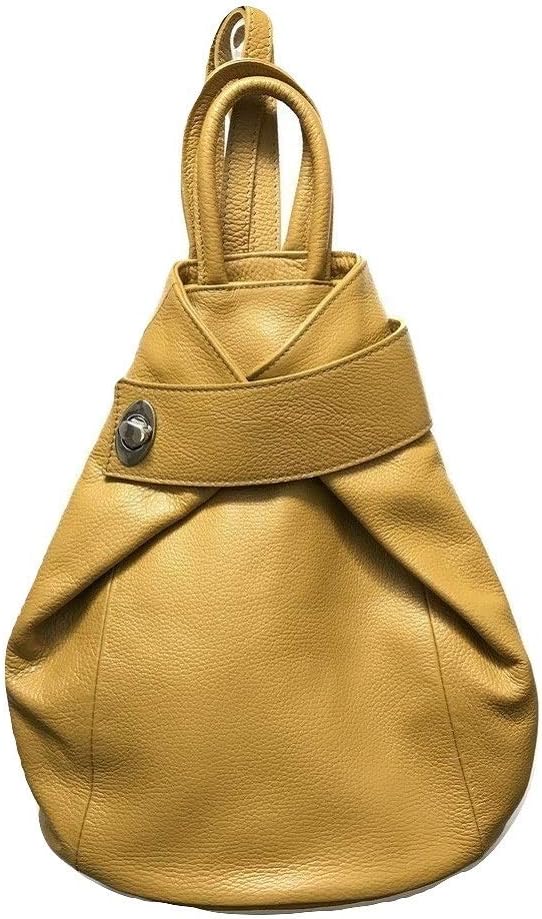 Stella Convertible Leather Backpack Purse for Women – Anti-Theft Italian Tote Bag for Travel, Work & Casual (Dark Mustard Yellow)