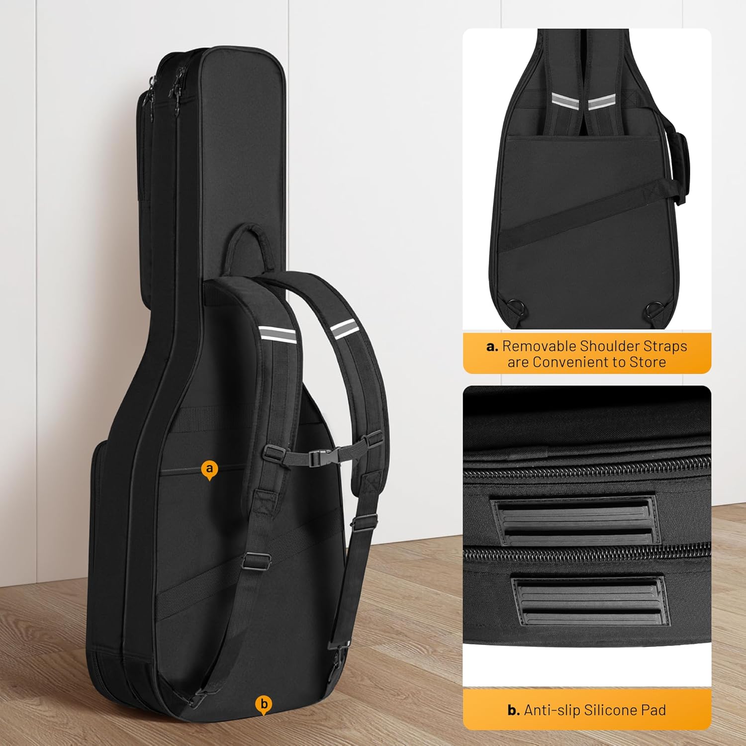 CAHAYA Dual Electric Guitar Gig Bag - Padded for 2 Guitars, Fits ST, TELE & LP - Black Backpack with Adjustable Straps CY00378-1