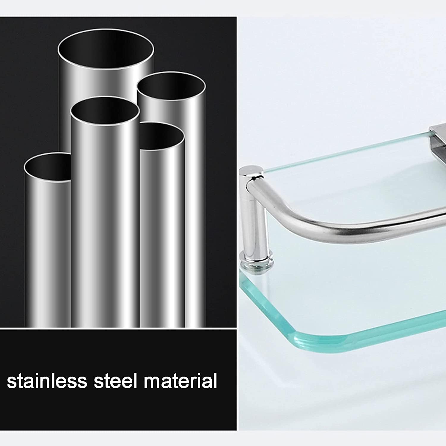 IOCCIOBB Bathroom Glass Shelf Small Locker Bathroom Glass Shelf Shower Shelf Storage Shelf Wall Mount Bracket Tempered Glass Shelf (Color : Style2, Size : 50 * 10.5 * 4cm)