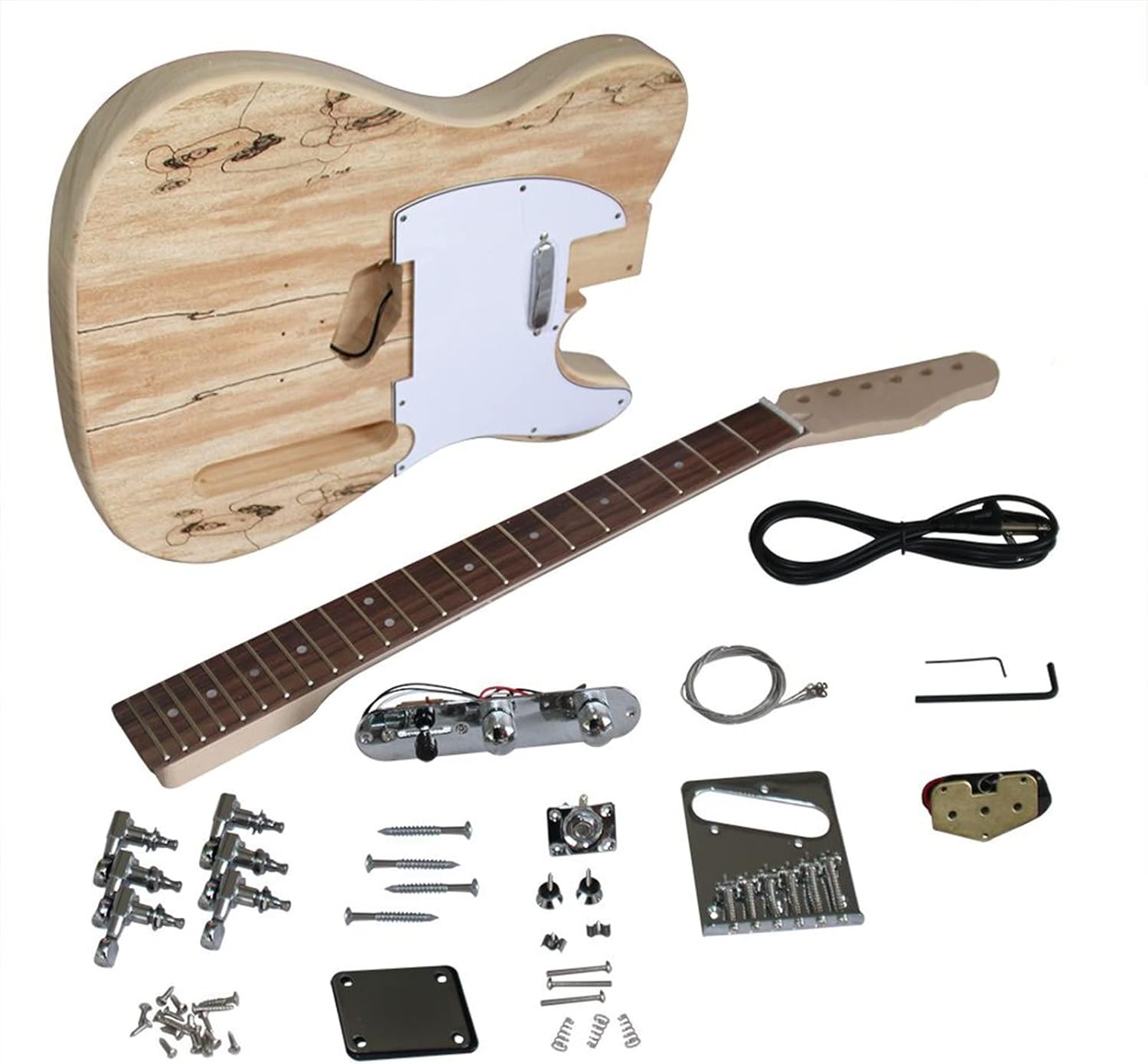 Unfinished Guitar Kit Electric Guitar Making Kit Maple Flame Pattern Electric Guitar Combination Accessories Handmade ​Guitar Body