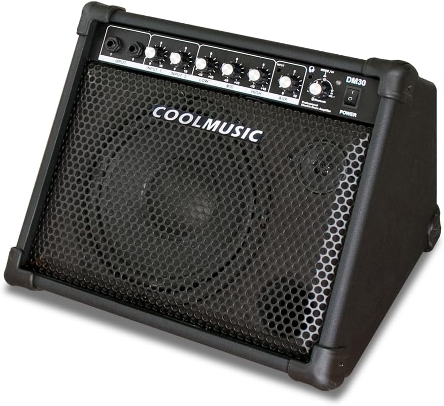 Coolmusic Drum Amplifier 30W, Wireless Electric Drum Speaker Keyboard Amp with 3-Band EQ and DI Out