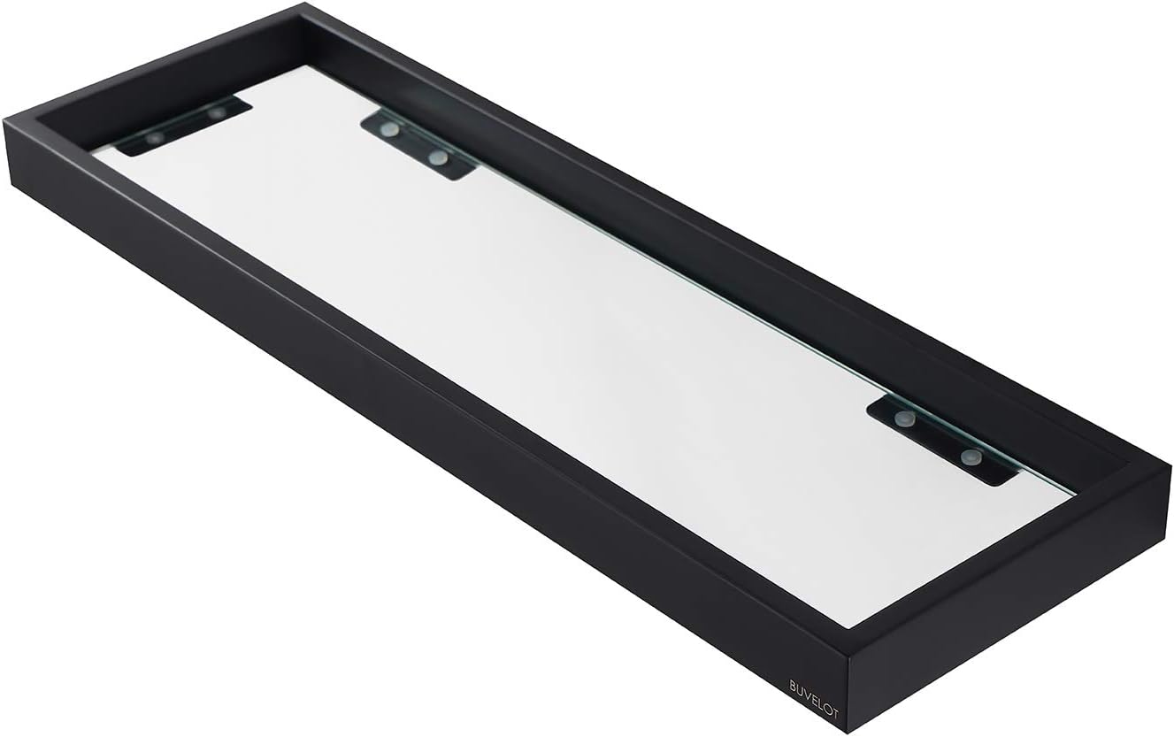 Glass Shelves for Bathroom 20 Inch Floating Glass Shelf,Wall Mount Modern Rectangular, Matte Black, No Assembly