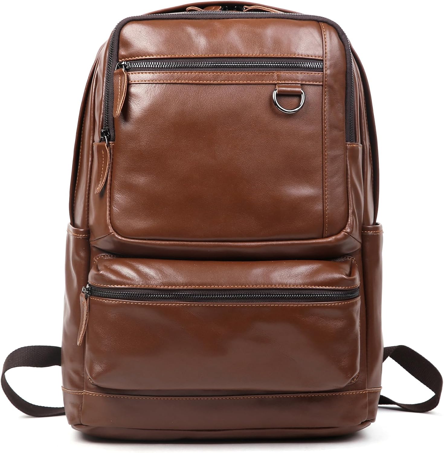 Mens Genuine Leather Backpack Travel Luggage Laptop Bag Casual Daypack Briefcase Computer Bag Gift Box (Coffee)