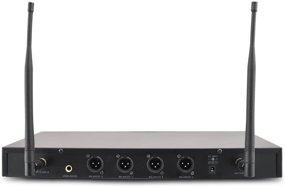 Pyle Upgraded Wireless Microphone System - 4-Channel, Includes (2) Handheld Mics, (2) Beltpack, (2) Lavalier Mics & (2) Headset Mics-PDWM4350U.5
