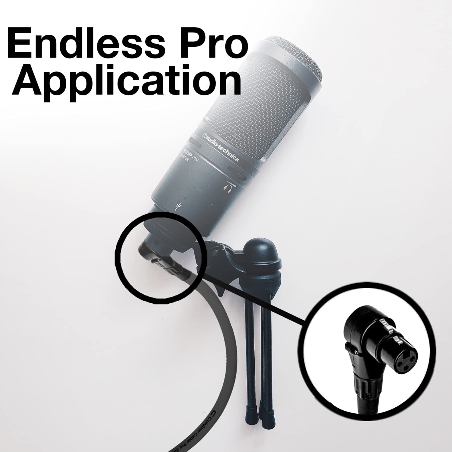 COLUBER CABLE Right Angle XLR Female to 3.5 TRS Male - 200 Feet - Black - Pro 3-Pin Microphone Connector for Powered Speakers, Audio Interface or Mixer for Live Performance & Recording