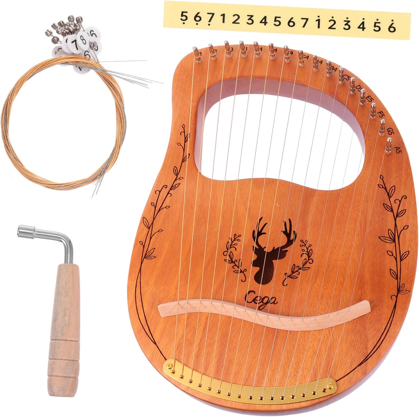 1set String Lyre Harp Portable Solid Instrument for Beginners Includes Strings for Music for Travel and Outdoor Use
