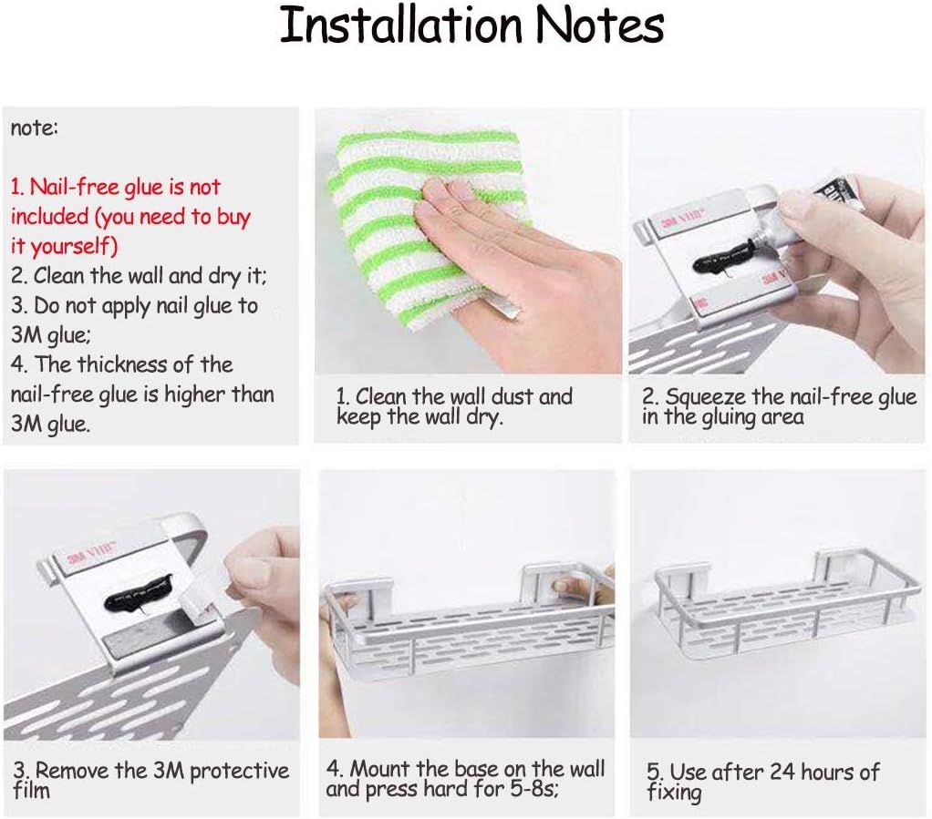 Bathroom 2-Tier Corner Shelves Wall Mount er Shelves Bathroom Wall Triangular Rack Storage Holder