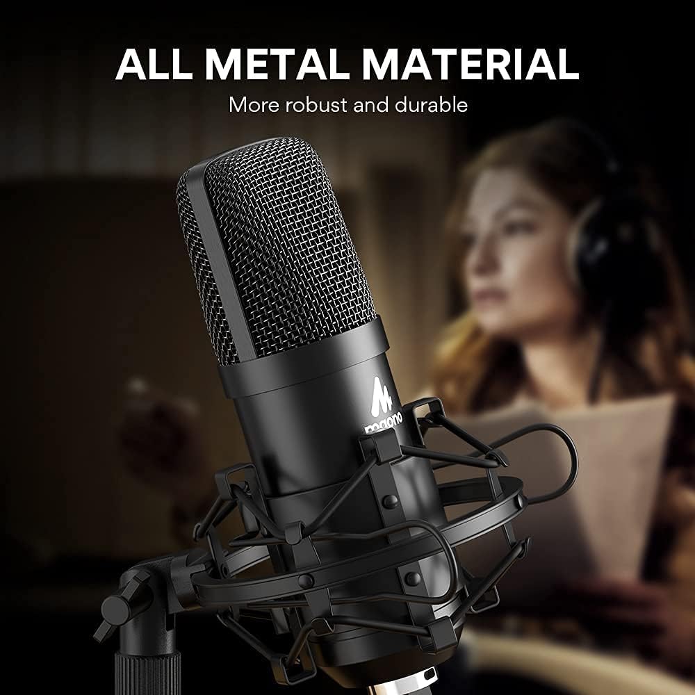 MAONO USB Microphone Kit 192KHZ/24BIT Professional Condenser Computer PC Mic Podcast Streaming Cardioid Mic Plug & Play for Computer, Podcast, Recording, Gaming, Streaming, Zoom Meeting, Instruments,