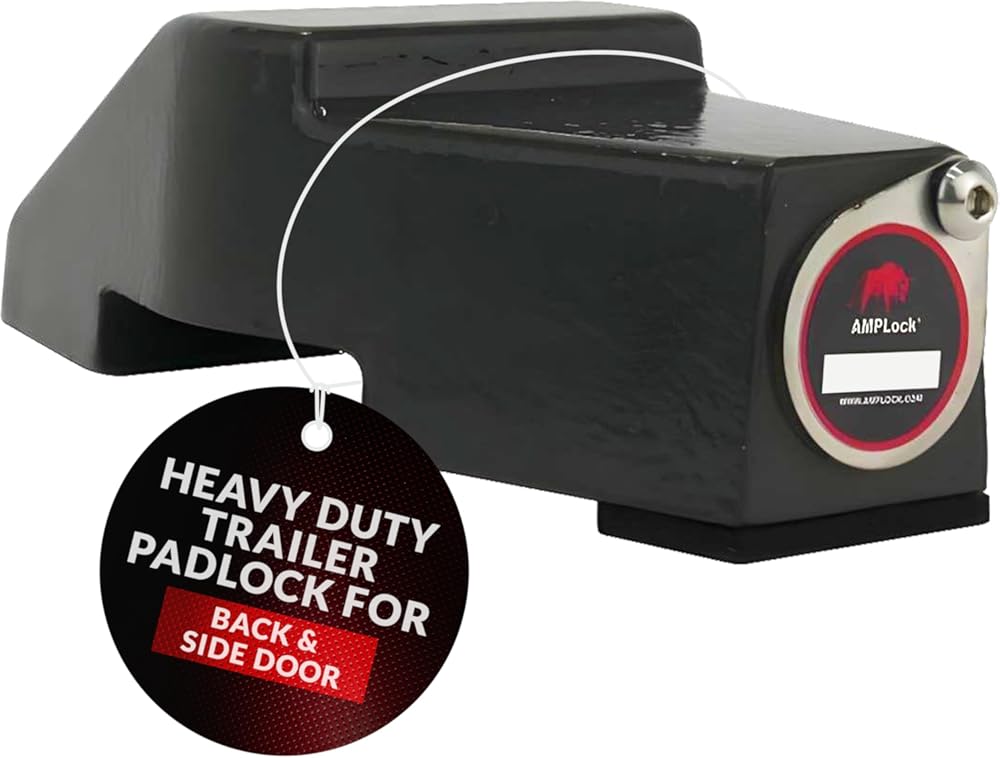 AMPLock - U-PDC02 Barn-Door Style Door Heavy Duty RV Trailer Lock - Patented Anti-Theft Cargo Truck Trailer Locks for Doors, RV Door Enclosed Locks Protection with Push-and-Lock System and Keys