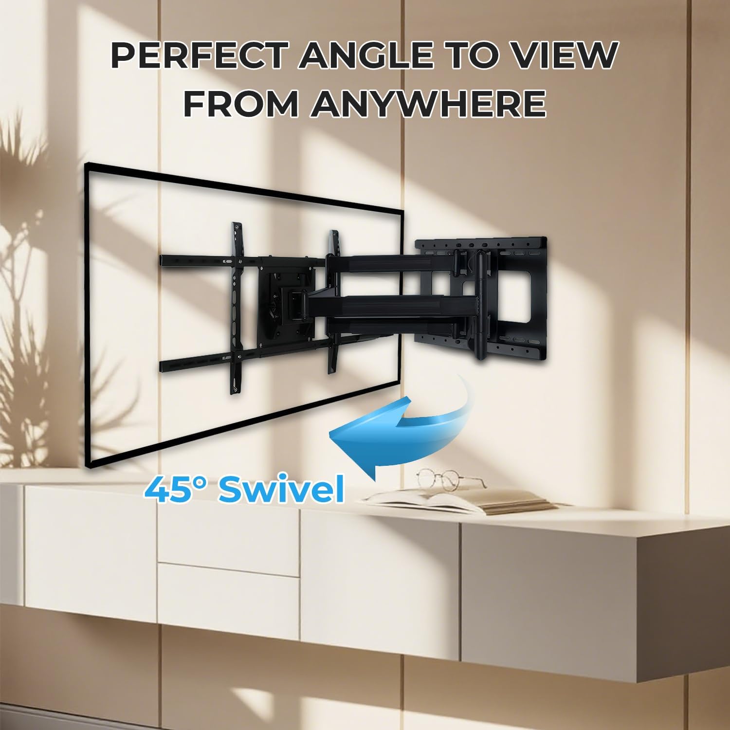 75 in TV Wall Mount, Heavy Duty Full Motion Articulating Corner TV Bracket for 55, 65, 75 Inches Flat TVs, 28 Inches Long Arm, Cable Management, Includes HDMI Cable, for 16