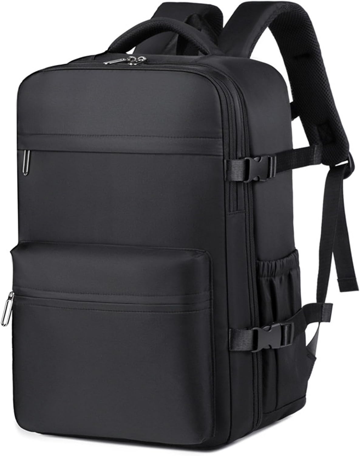 Vacuum Compression Travel Backpack, Large Capacity Travel Back Pack with Pump, Flight Approved Carry on Luggage Personal Item (Black,regular)