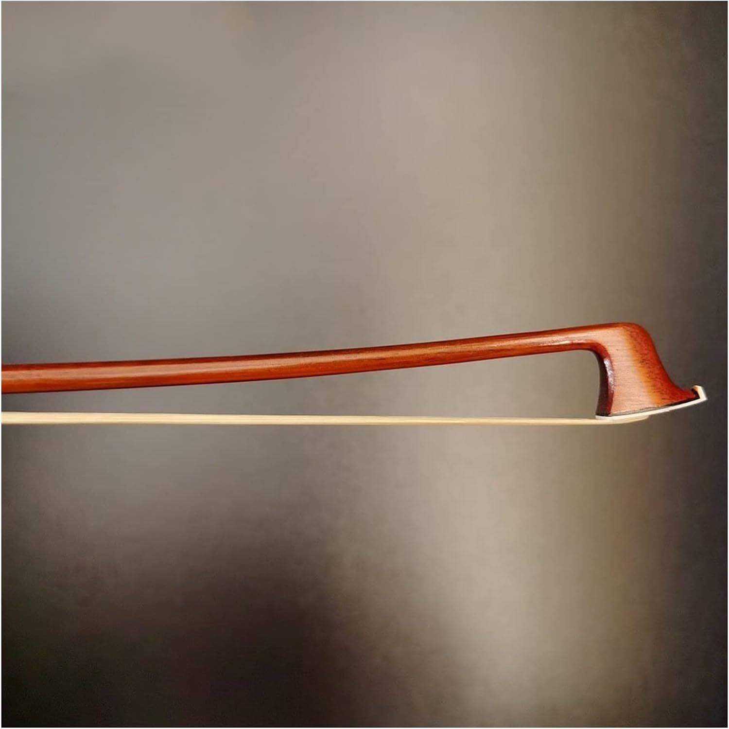 TSTS 4/4 Size Bass Bow Brazilwood Round Stick White- Oxhorn Frog English Style Nickel Silver Parts Full Size Violin Bow