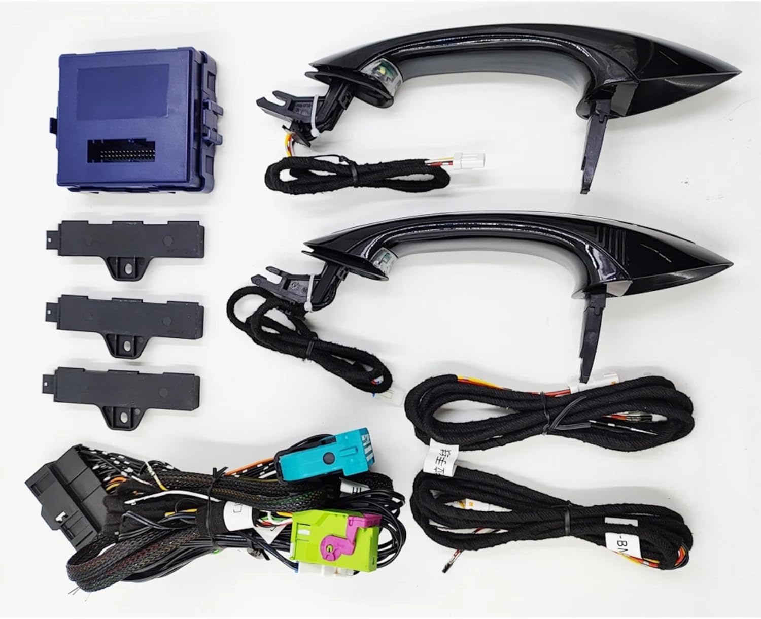 Comfort Access Keyless Entry System for BMW F18 F07 F10 F01 F02 PKE Car Alarm Central Lock Kit Door Lock with 2 Handles (White 2 Handle)