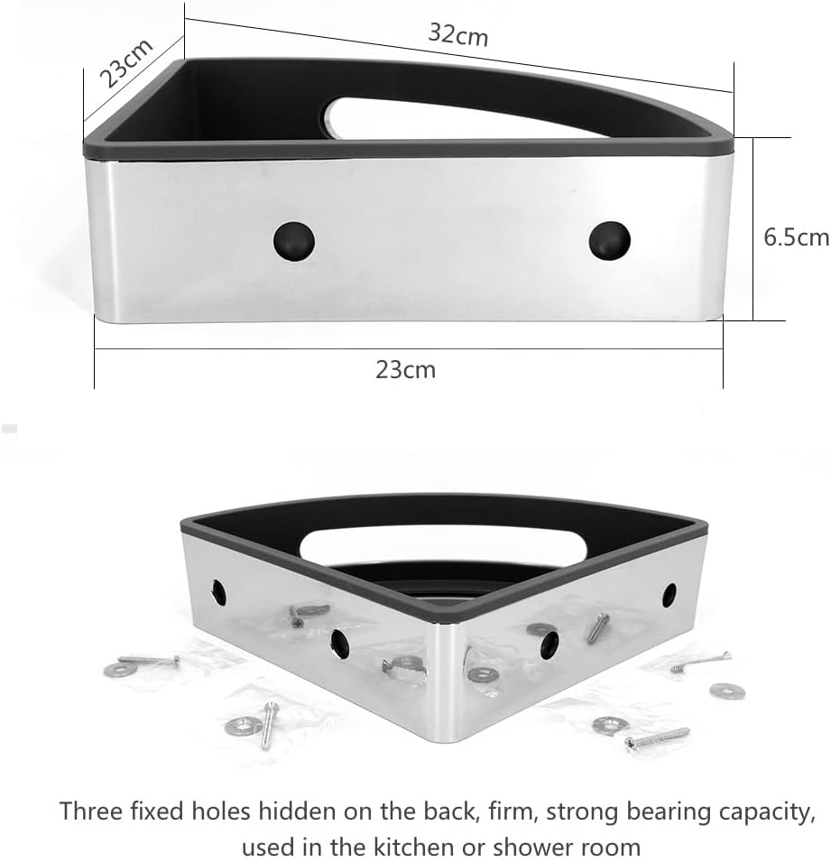 Corner Shower Caddy Wall Mount Triangle Shower Storage Basket Shelf, Bathroom Organizer Kitchen Accessories Hardware ABS Chrome Shelves Shower Organizer (Color : Single Shelf) (Double Shelf)