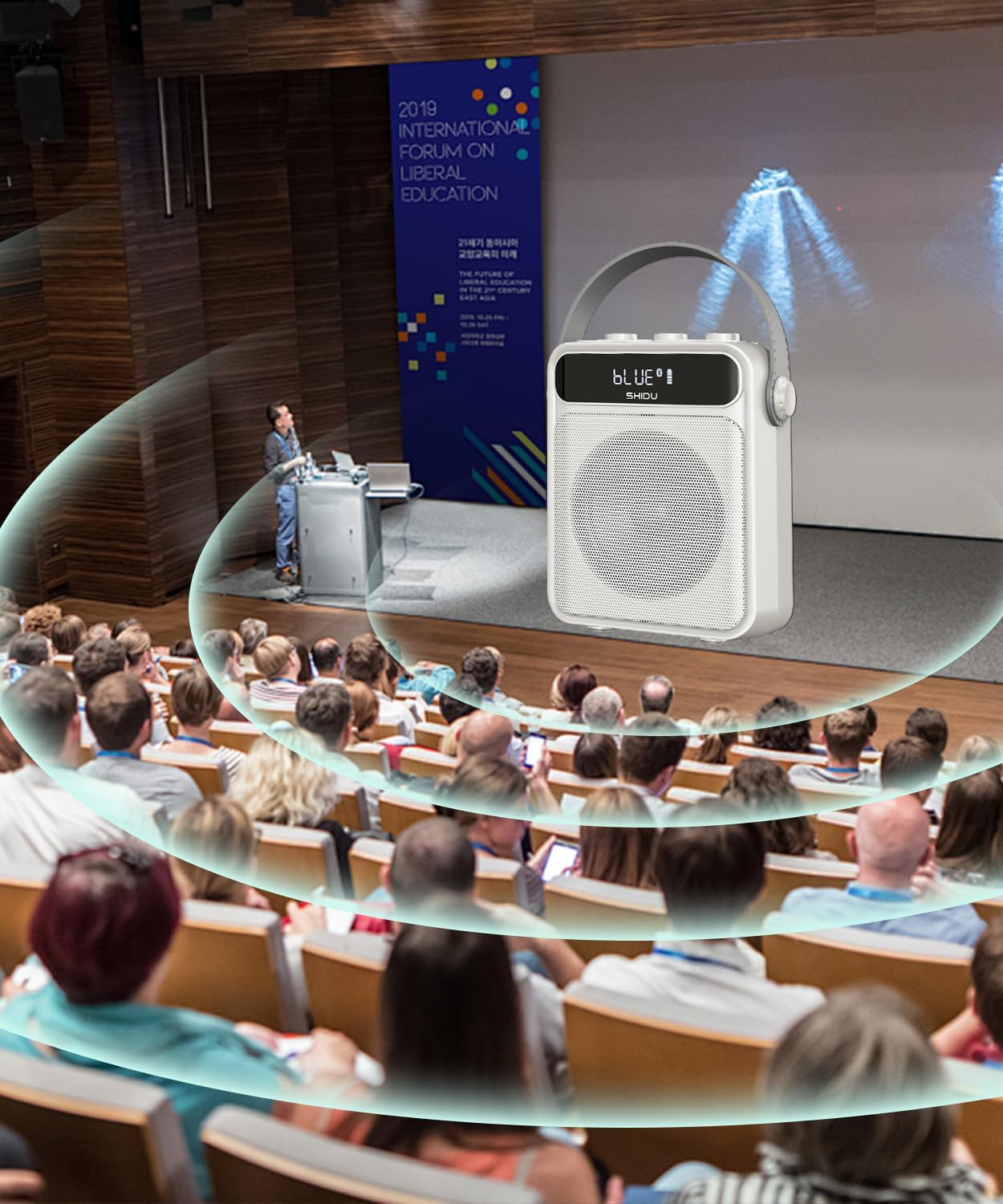 SHIDU 40W Portable Voice Amplifier with Wireless Microphone Headset,Rechargeable Bluetooth Megaphone for Teachers, Instructors, Public Speaking | Classroom, Outdoor, Meetings (Model S95)