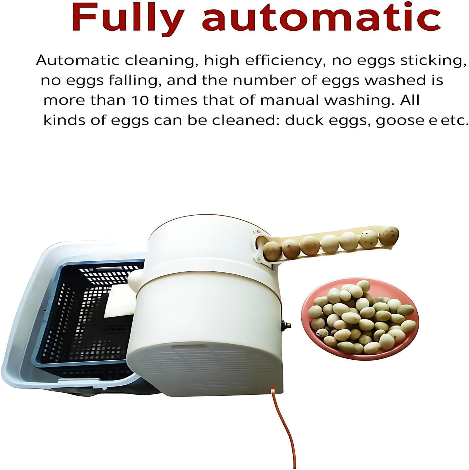 Automatic Egg Washer Machine, Electric Egg Washer Machine with Roller Brush, Egg Cleaning, 2300 Pcs/H Chicken Duck Goose Egg Egg Cleaner Wash Machine