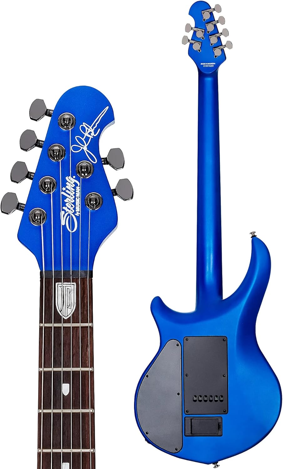 Sterling by Music Man 6 String Solid-Body Electric Guitar, Right, Siberian Sapphire (MAJ100-SSP)