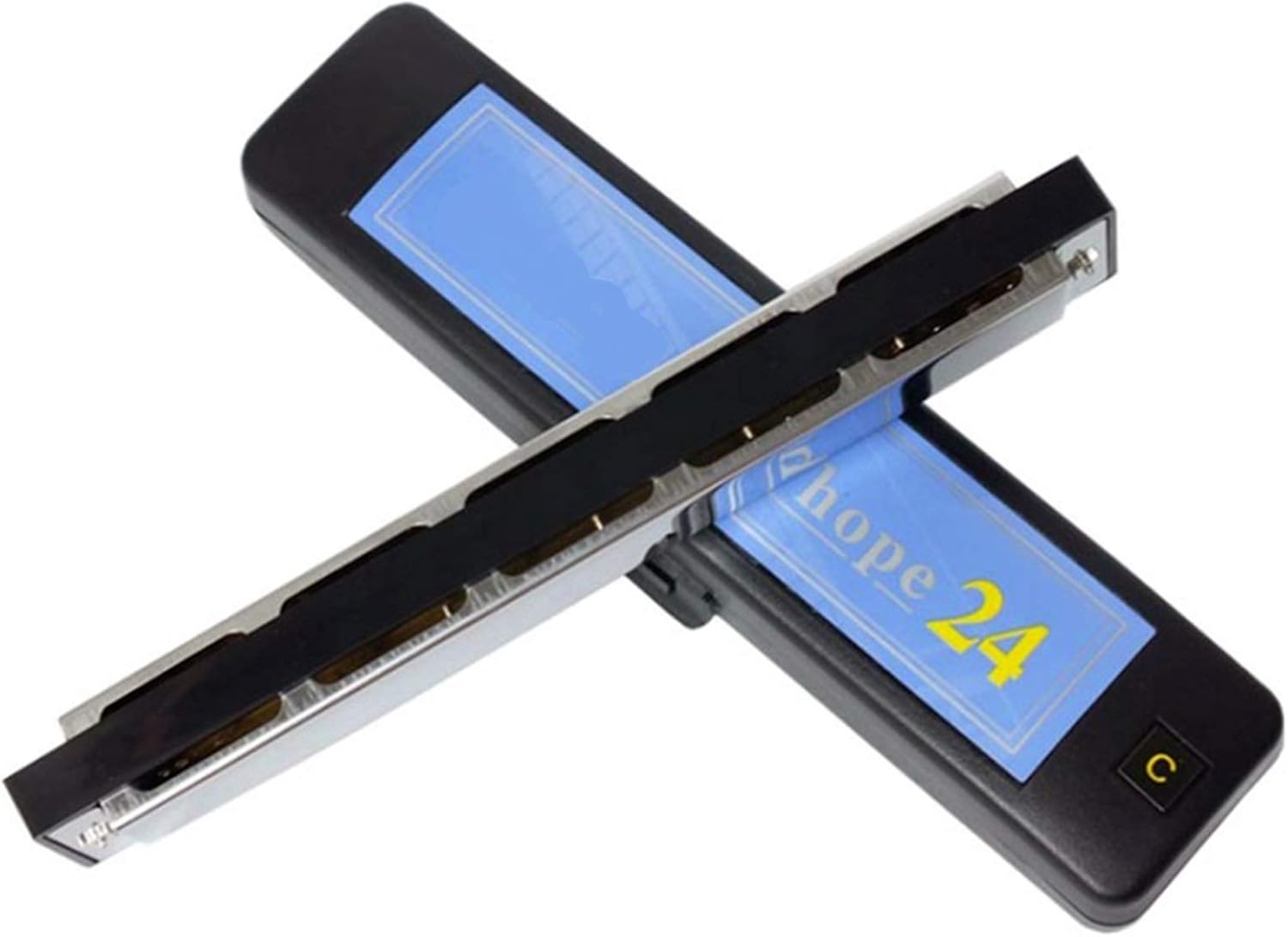 Harmonica Harmonica 24 Holes Brass Reeds Blues Harp Mouth Organ Key C ABS Comb Wood Musical Instruments Silver 6624 (Color : Key EB)