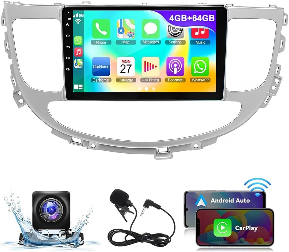 Android 13 Car Radio Stereo for Hyundai Genesis Sedan 2009-2014 with Carplay and Android Auto 9 inch Touch Screen Car Stereo WiFi GPS Navigation Bluetooth Head Unit SWC + AHD Backup Camera [4+64G]