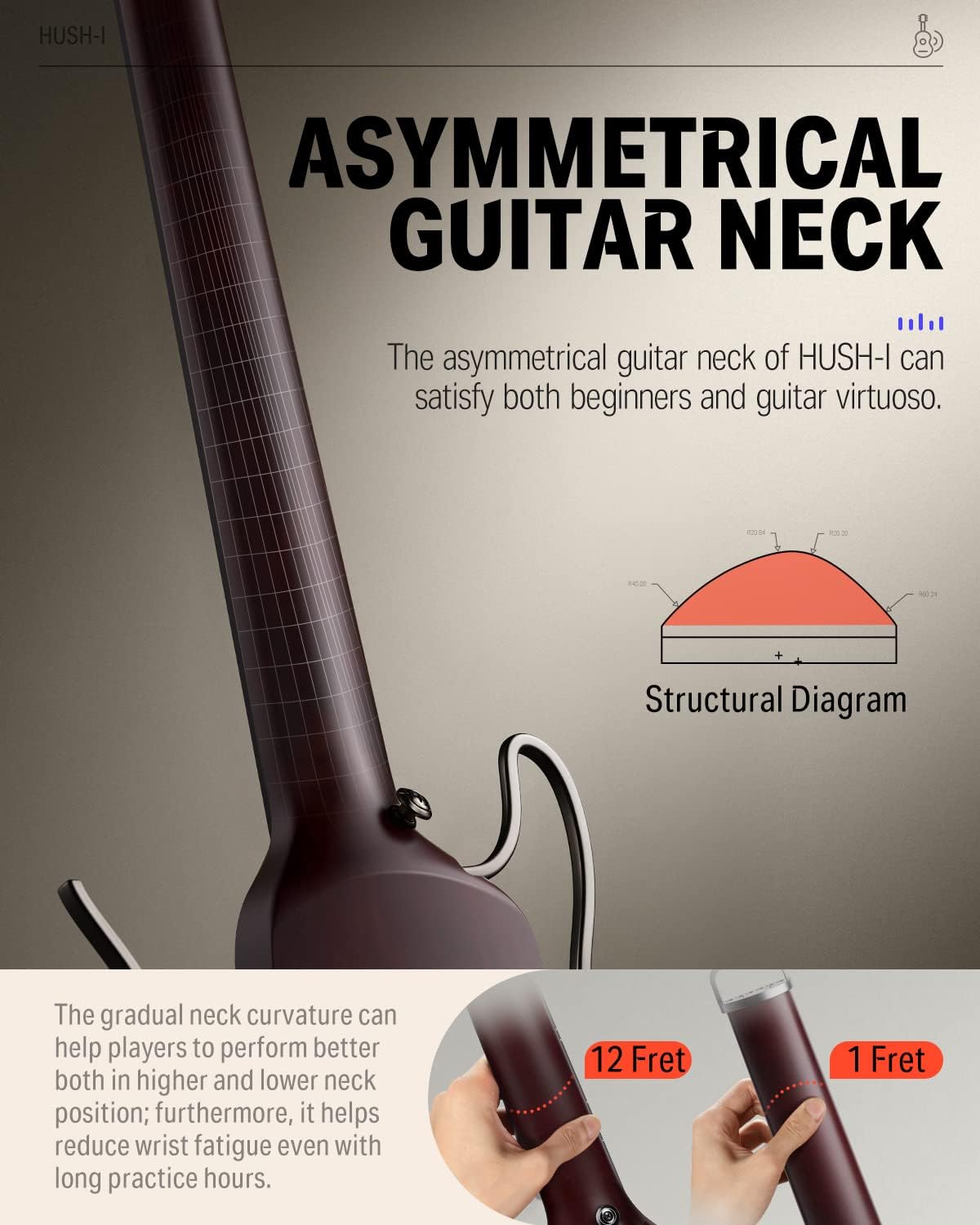 Donner Hush I Travel Guitar Portable Acoustic Guitar -Octave Guitar Pedal