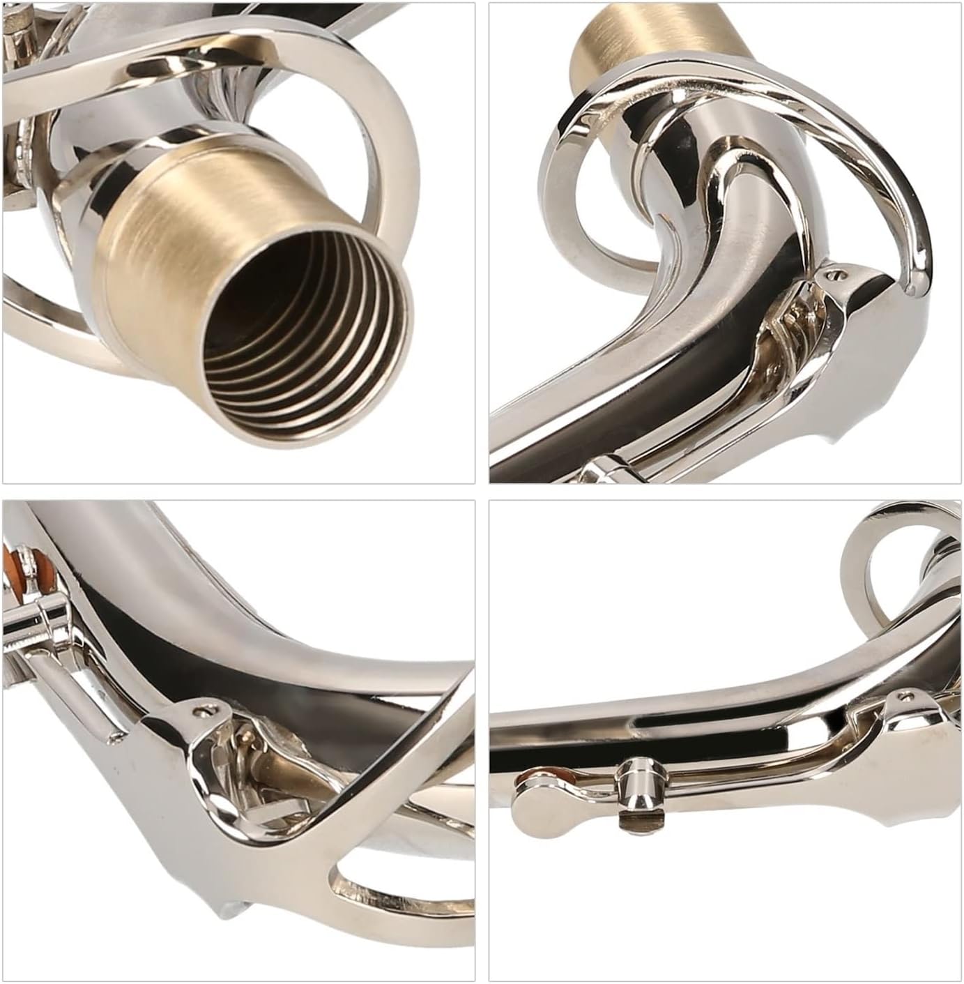 Saxophone Parts Brass Alto Saxophone Neck Heat- Insulating Material Bend Neck Sax Replacement Part Sax Accessory (Color : Silver)