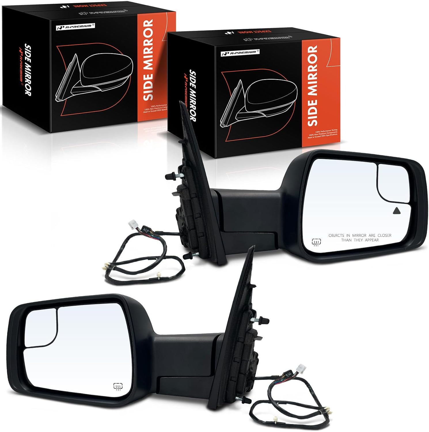 A-Premium Pair (2) Driver and Passenger Side Power Door Mirror - Compatible with Ram 1500 2019-2022 - Heated Power Folding Black w/Turn Signal Blind Spot Detection - Replaces 5ZK45KXJAB