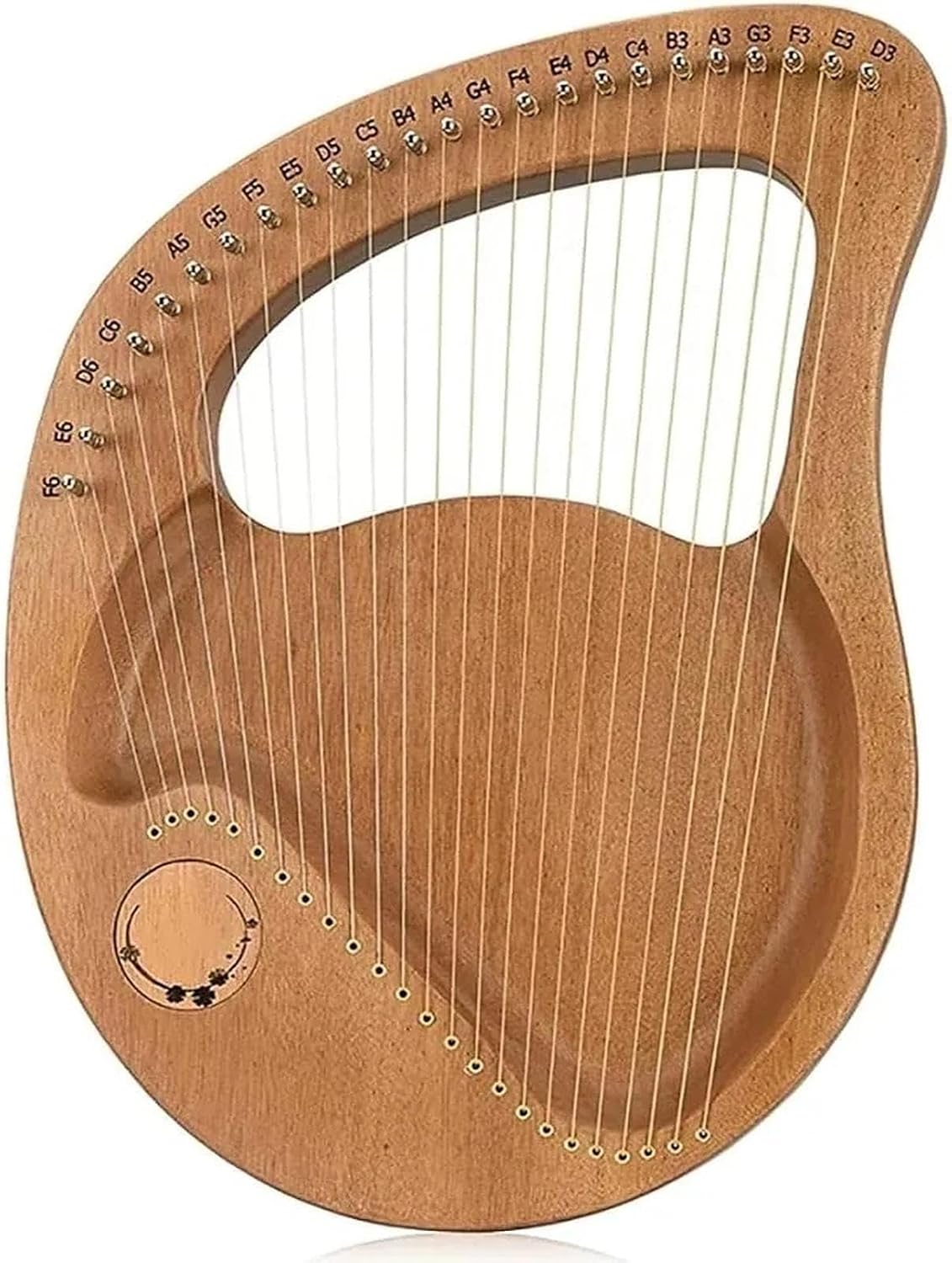 24-String Lyre Harp, Solid Mahogany Wood, for Beginners, Adults, Children's Music Lover, with Tuning Binder, Replacement String and Musical Tutorial(A)