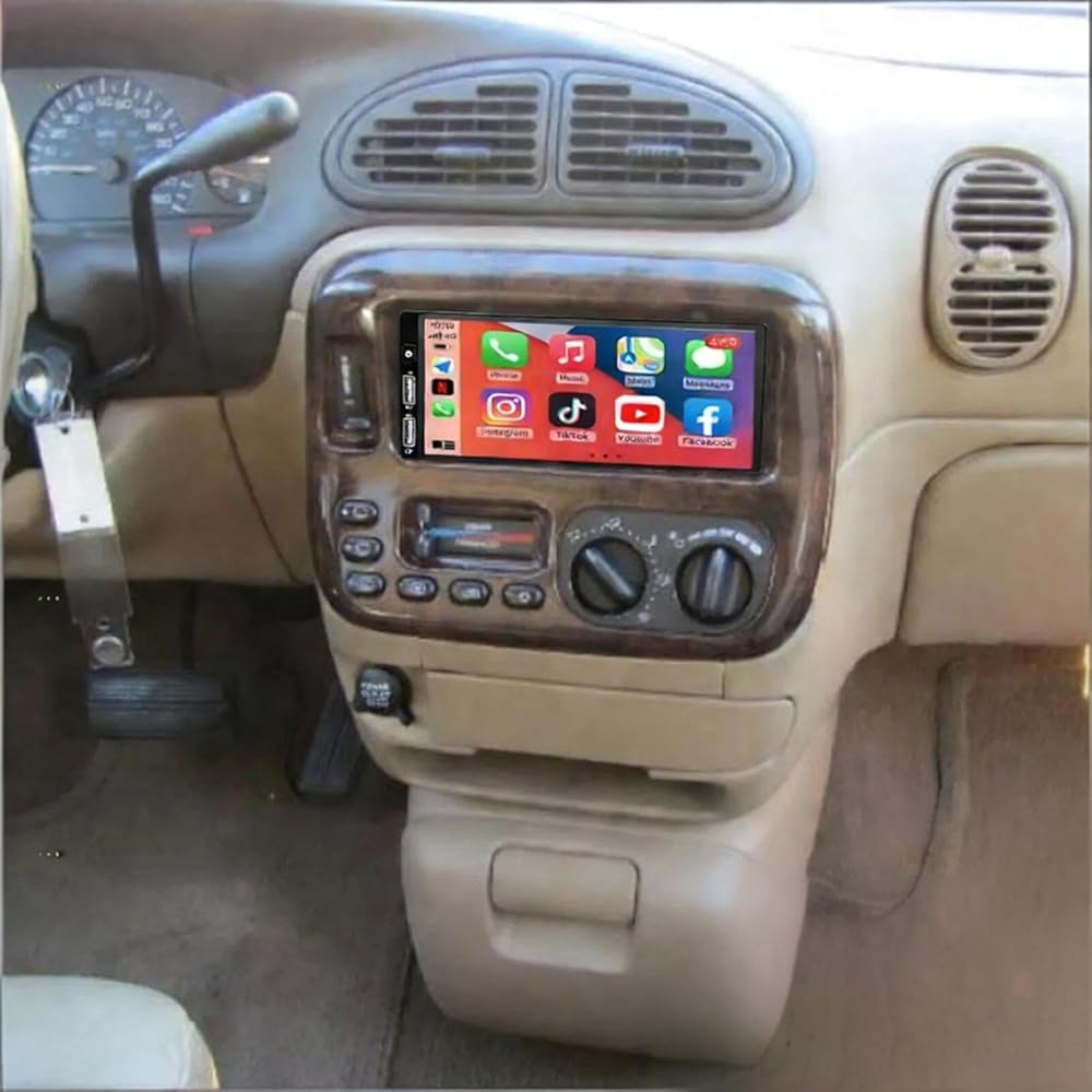 2+32G 9in Car Stereo for Chrysler Town & Country 1990-2000 w/GPS Navigation with Carplay w/Android Auto Double Din Touchscreen Car Radio Receiver Backup Camera