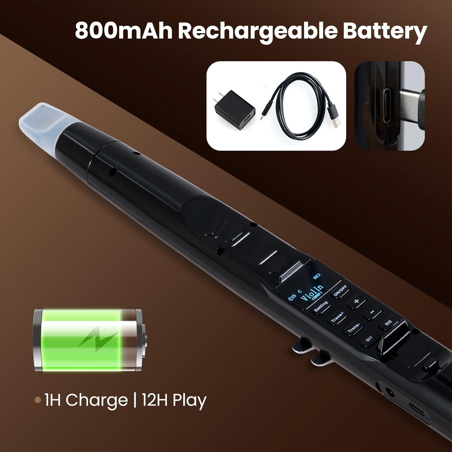 HONEY JOY Electronic Wind Instrument, Portable Electric Digital Saxophone Synthesizer w/MIDI, 100 Tones, 2 Fingering Modes, 4-Octave Range, 2 Mouthpiece, 3W HIFI Speaker, Rechargeable for Beginner