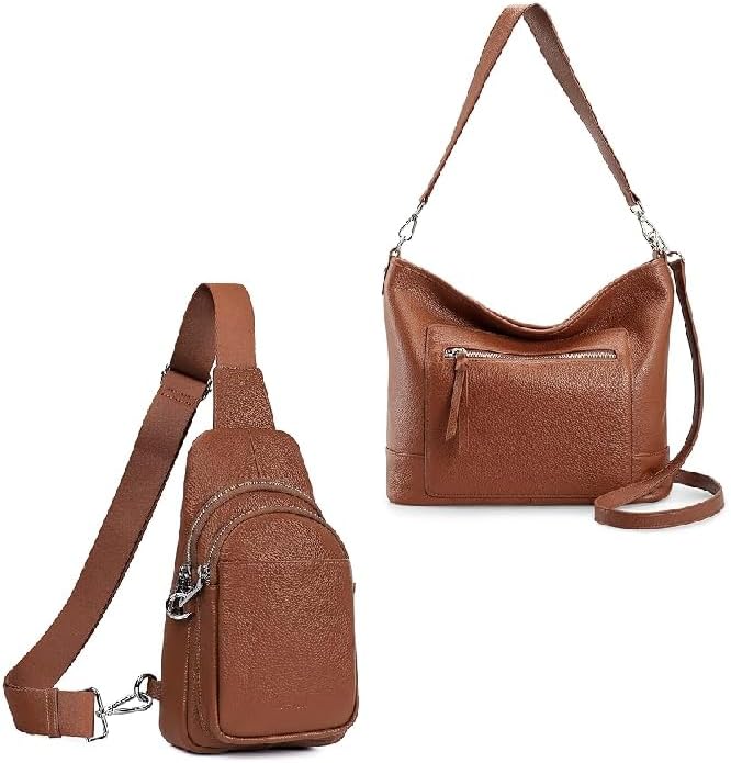 befen Medium Leather Crossbody Hobo Bags for Women, Small Crossbody Sling Bags for Women Anti Theft Cross Body Bag for Travel with Wide Straps