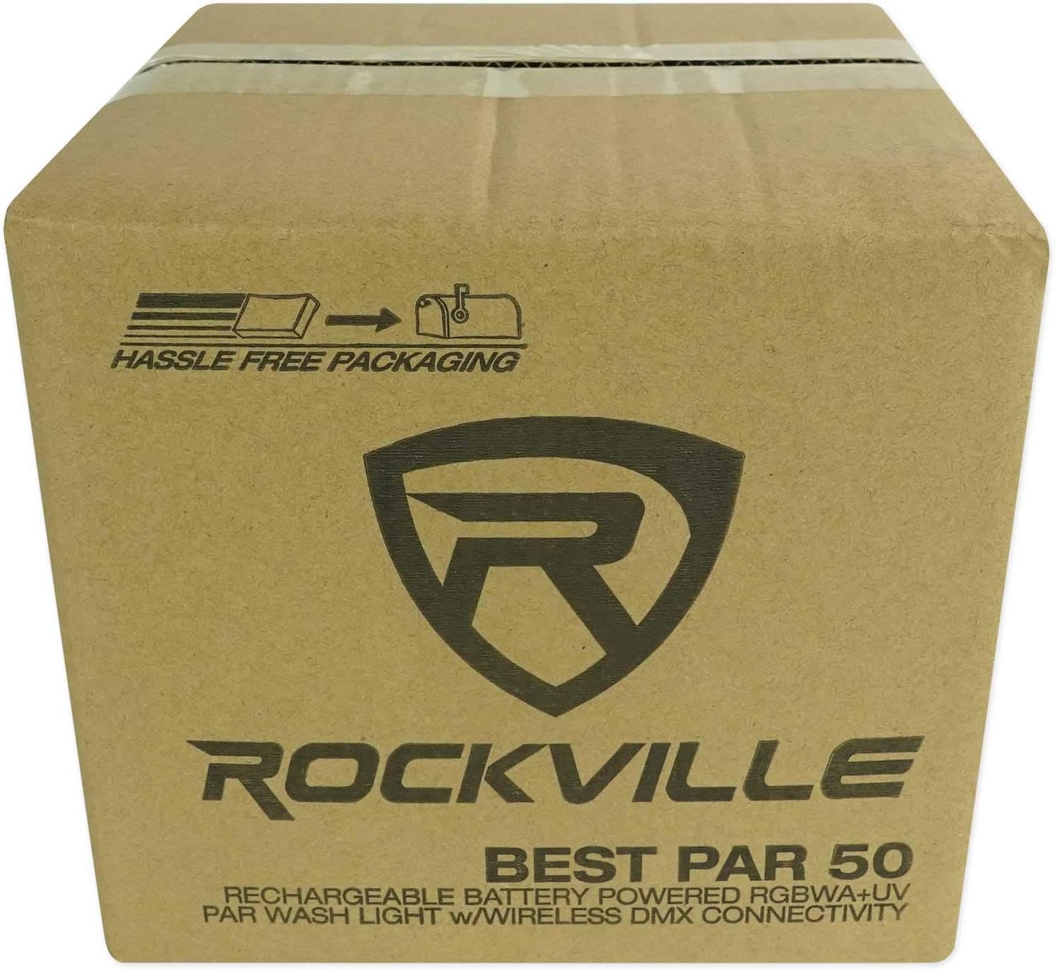 Rockville Best PAR 50 Bundle: (4) Rechargeable Par Can Wash Lights, Wireless DMX, RGBWA, UV, ROCKFORCE W4 384 Channel Wireless DMX Lighting Controller with MIDI, 5-Items