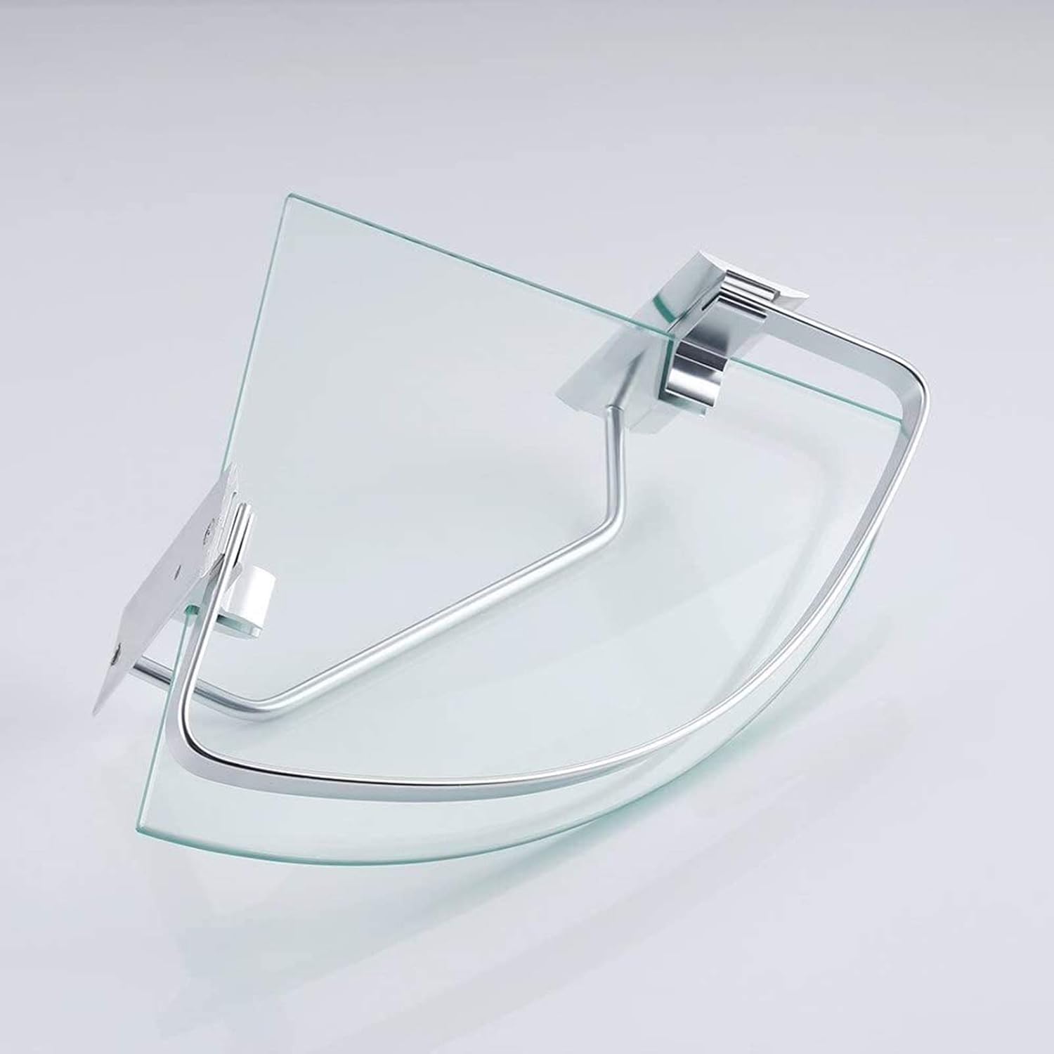 Bathroom Glass Shelf Bathroom Glass Shelf,with Aluminum Rail and Towel Bar Shower Wall Mount Corner Shelf,Silver Sand Sprayed Bathroom Furniture,Style2