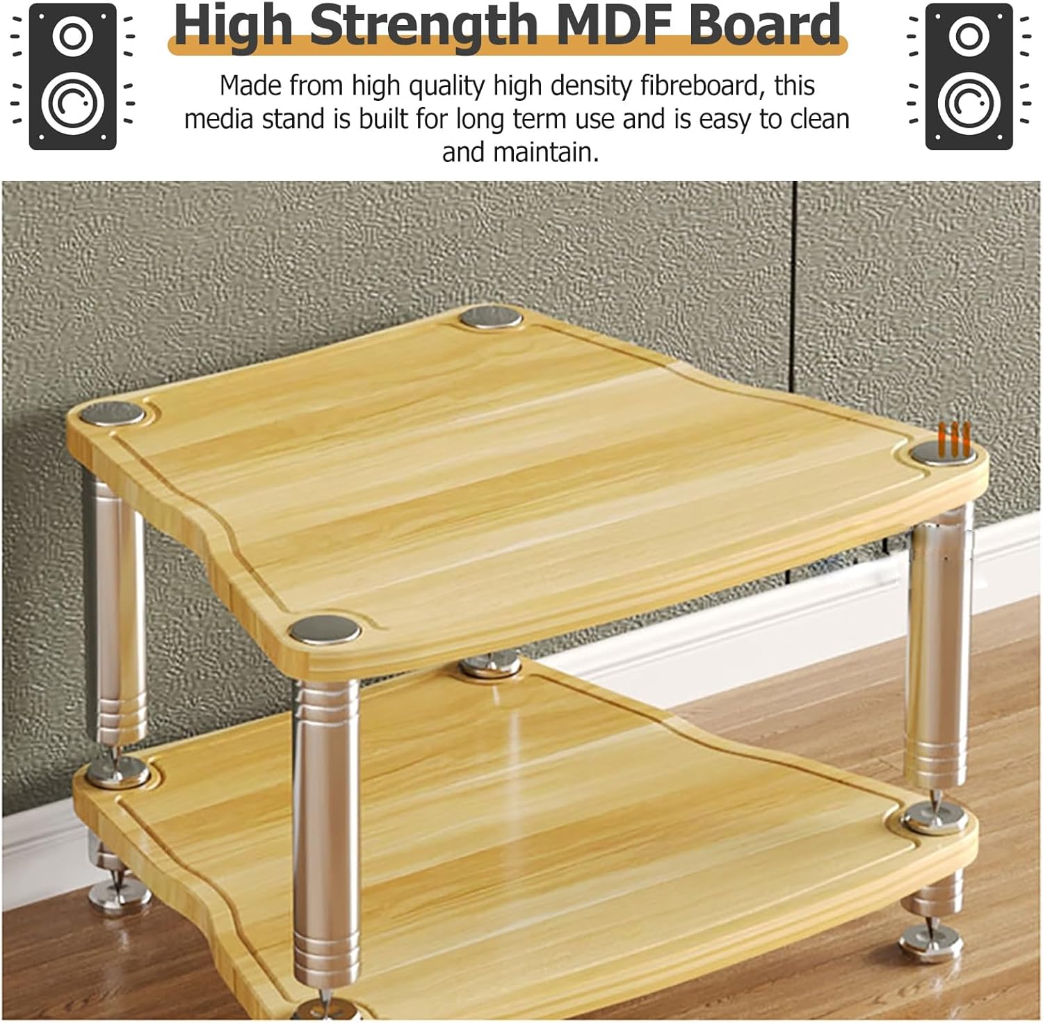 3-Tier Petite Entertainment Center Stand - Corner TV Center Stereo Components Storage Cabinet - HiFi Racks and Stands Audio Rack for Living, Gaming, Recording R（A-3-65x55x61.5cm）