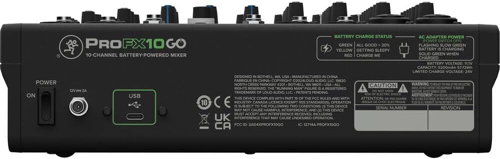 Mackie ProFX10 GO Battery-Powered 10-Channel Analog Audio Mixer Bundle with Gator Cases G-MIXERBAG-1515 Padded Nylon Mixer/Equipment Bag and 10' 3.5mm TRS to Dual 1/4