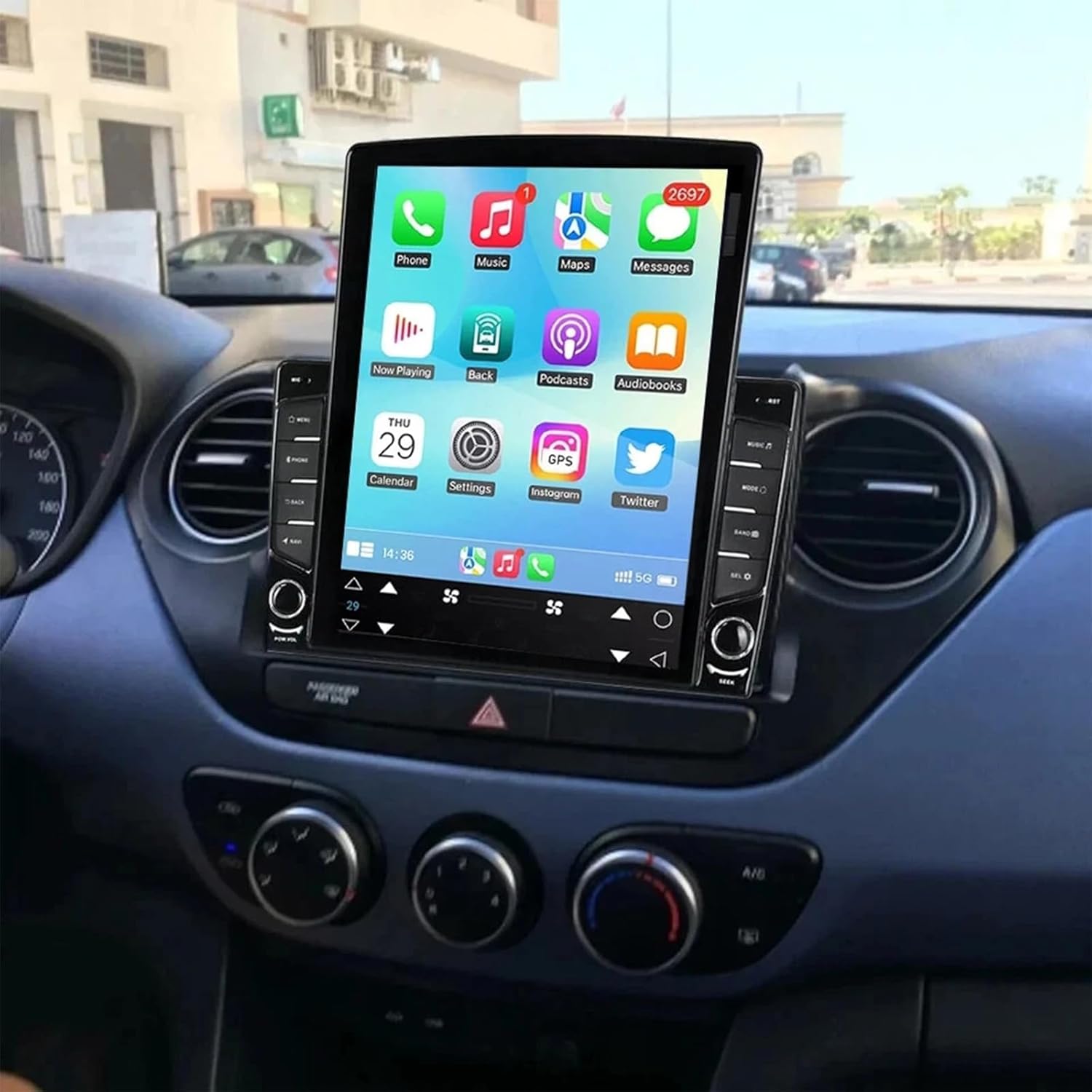 9.7 inch Touchscreen Car Stereo for Hyundai i10 2014-2019, Android 15 Double Din Car Radio with Carplay & Android Auto in-Dash Navigation BT Mirror Link WiFi Backup Camera 4+64G