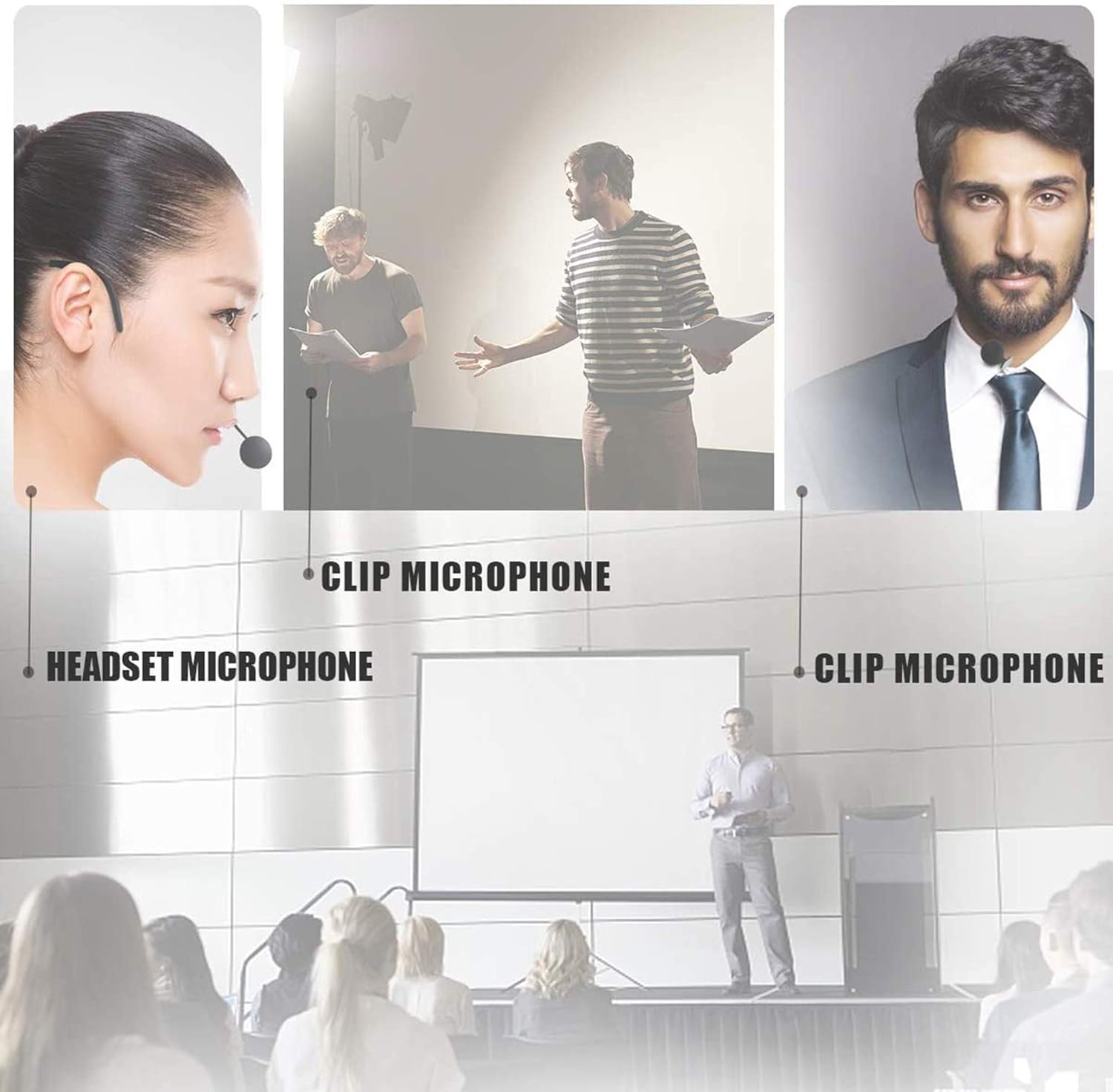 Technical Pro Professional UHF Wireless Microphone Lapel & Headset System with Dual UHF Mics, Individual XLR, LCD Display, LED Meter, Mount Bracket, UHF High Band Frequency