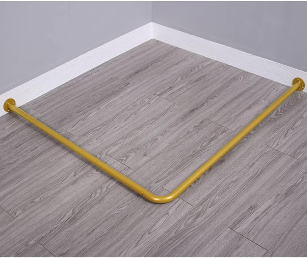 Retail Dressing Room Curtain Rod - Wall Mount Metal Rod - L-Shaped Corner Fitting Room Shelf - Shower Curtain Rod (Color : Gold, Size : 90x110cm)