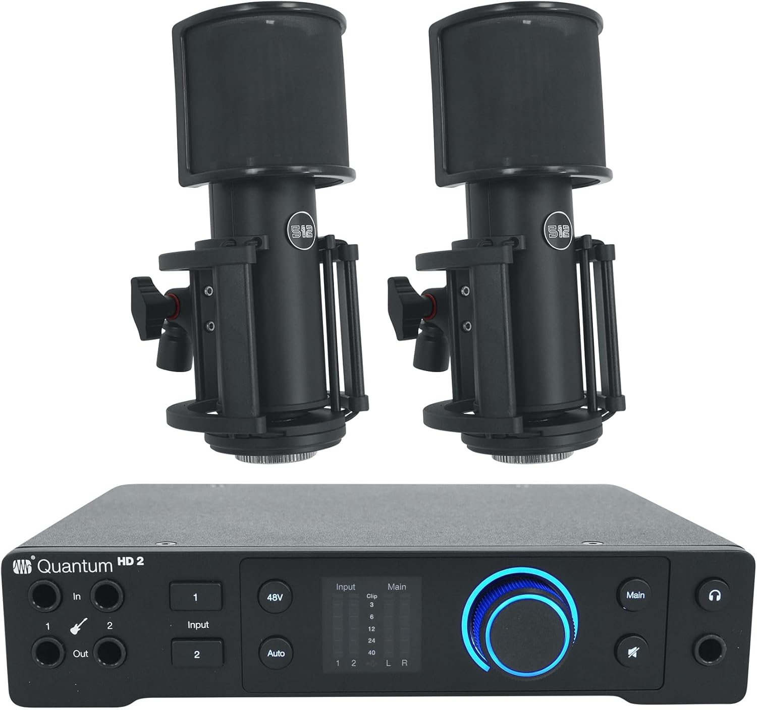 Audiosavings Bundle: (1) Presonus Quantum HD2 20 x 24, 32-bit / 192 kHz USB-C Audio Recording Interface Bundle with (1) Audio Skylight Studio Condenser Recording Microphone+Shockmount (3 Items)