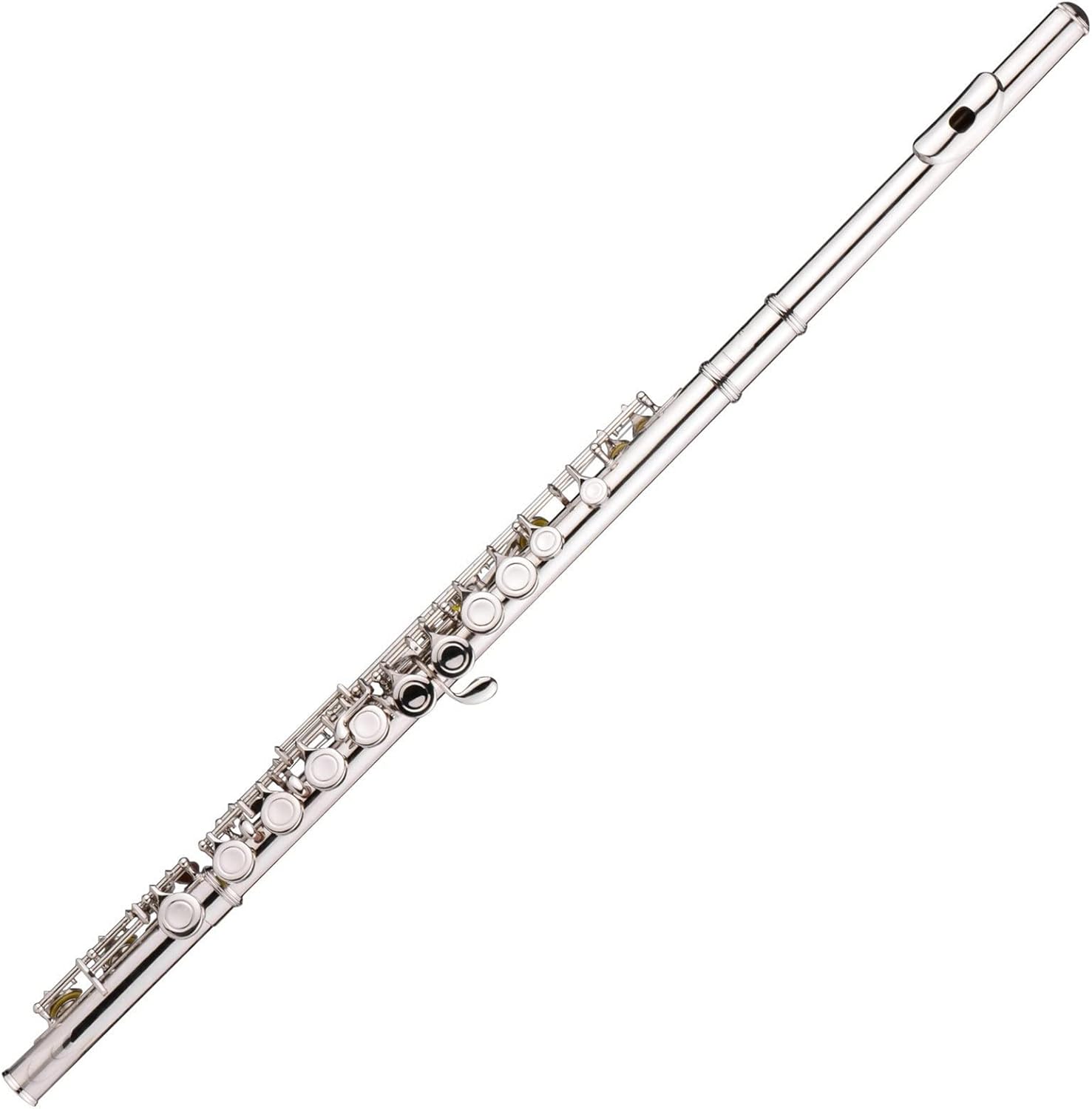 Flutes C Key 16 Holes Flute Silver Plated Cupronickel Woodwind Instrument with Glove