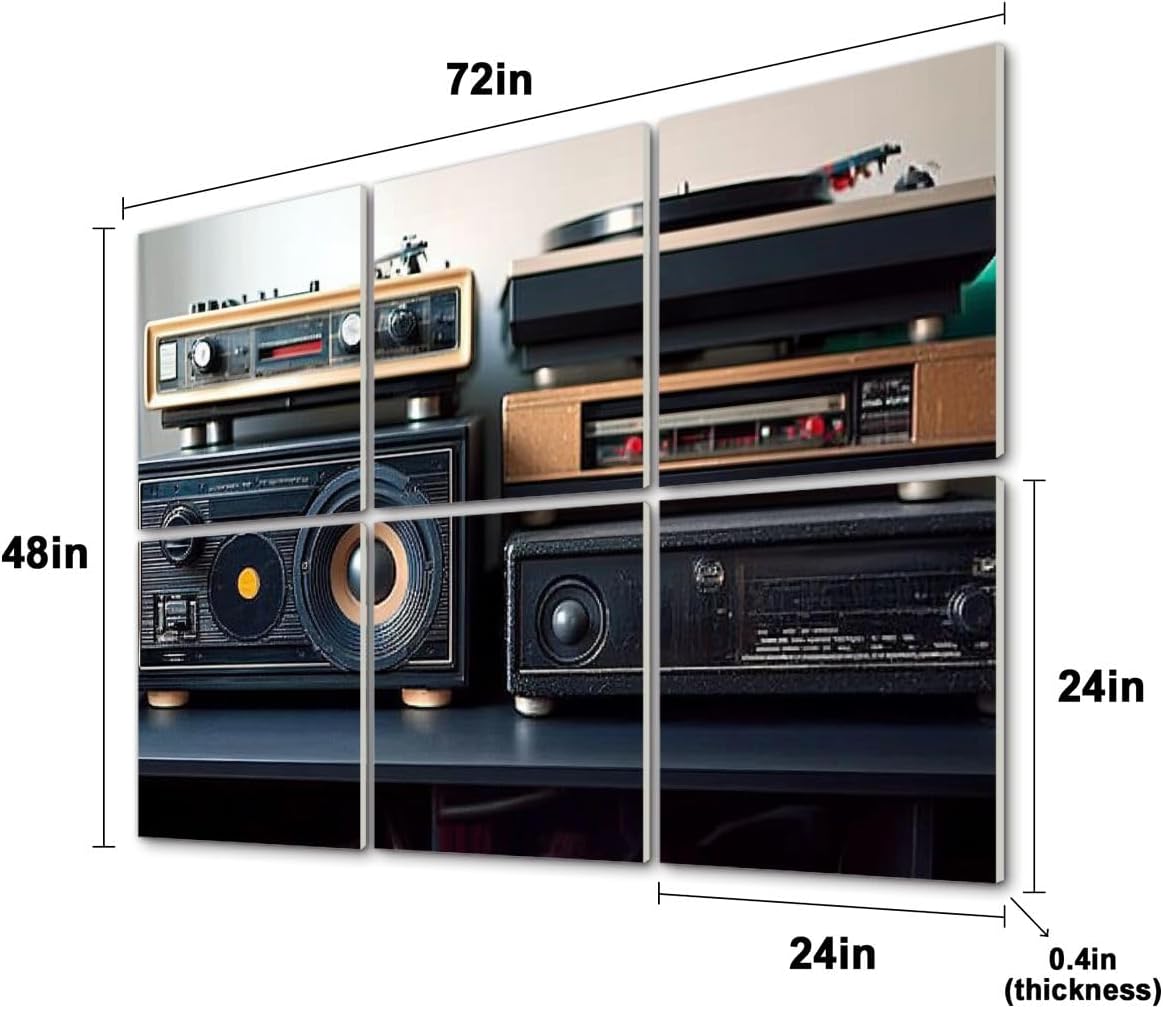 6 Pack Art Acoustic Panels Hi Fi sound system vintage tin toy car Sound Absorbing Panel 48