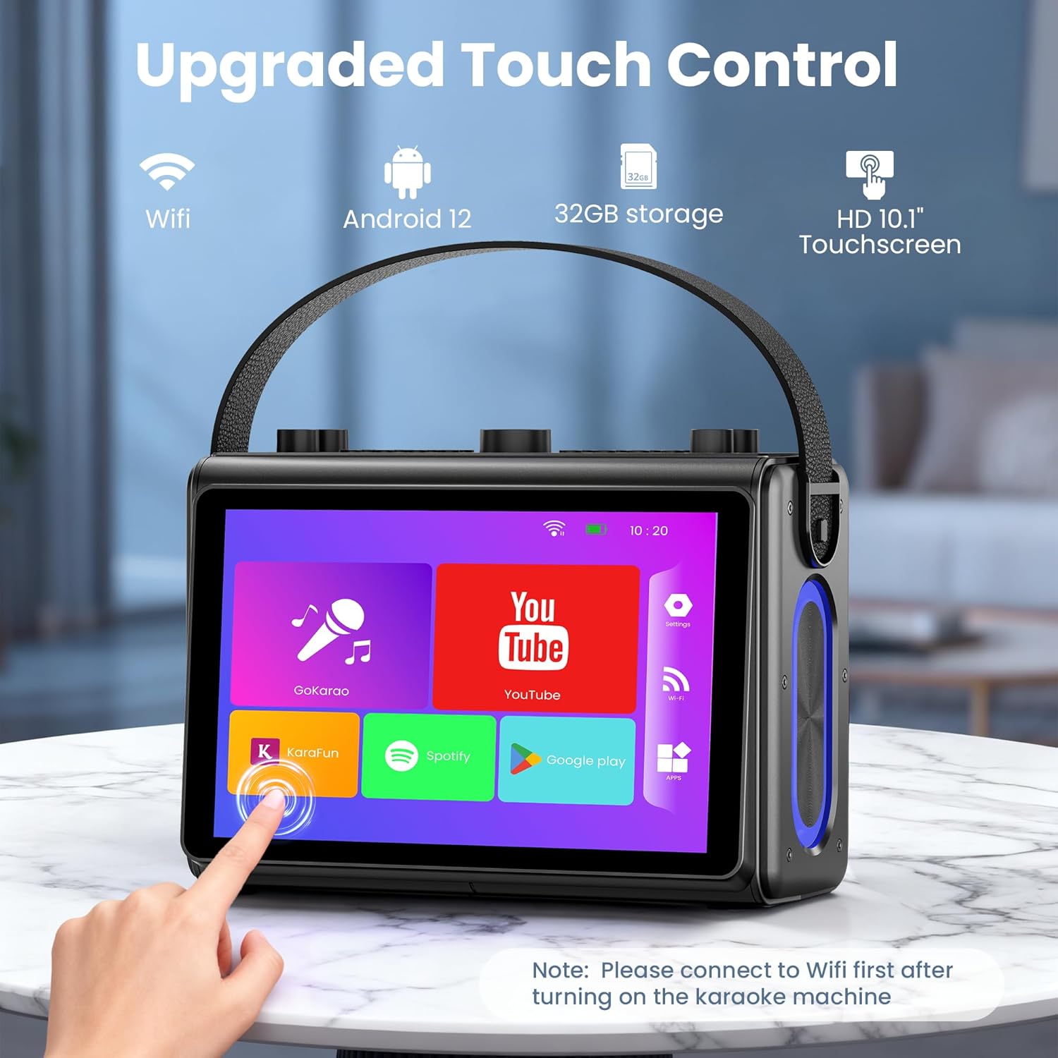 Karaoke Machine for Adults, Built-in Lyrics Display and HD Screen, Supports WiFi Bluetooth HDMI USB TF and Echo, Portable Karaoke System with 2 Wireless Microphones for Home Party Christmas